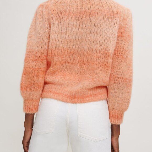 MAJE Mohair Cardigan Sweater Jewel Buttons Orange V-Neck 2 Medium 8 10 NWT - Picture 4 of 6